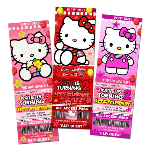 Personalized Hello Kitty Birthday Invitations
 HELLO KITTY BIRTHDAY PARTY INVITATION TICKET CUSTOM CARD