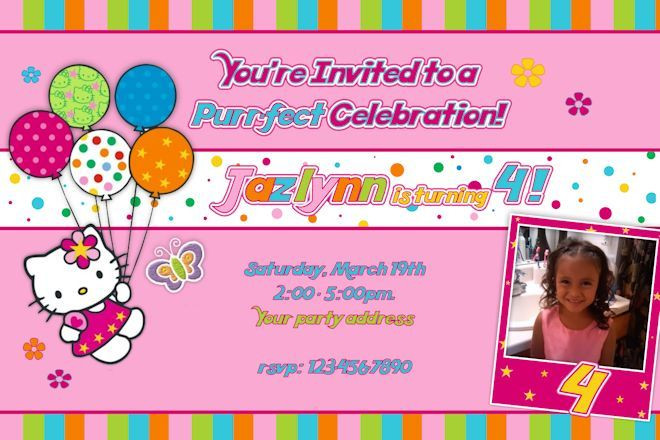 Personalized Hello Kitty Birthday Invitations
 Hello Kitty Birthday