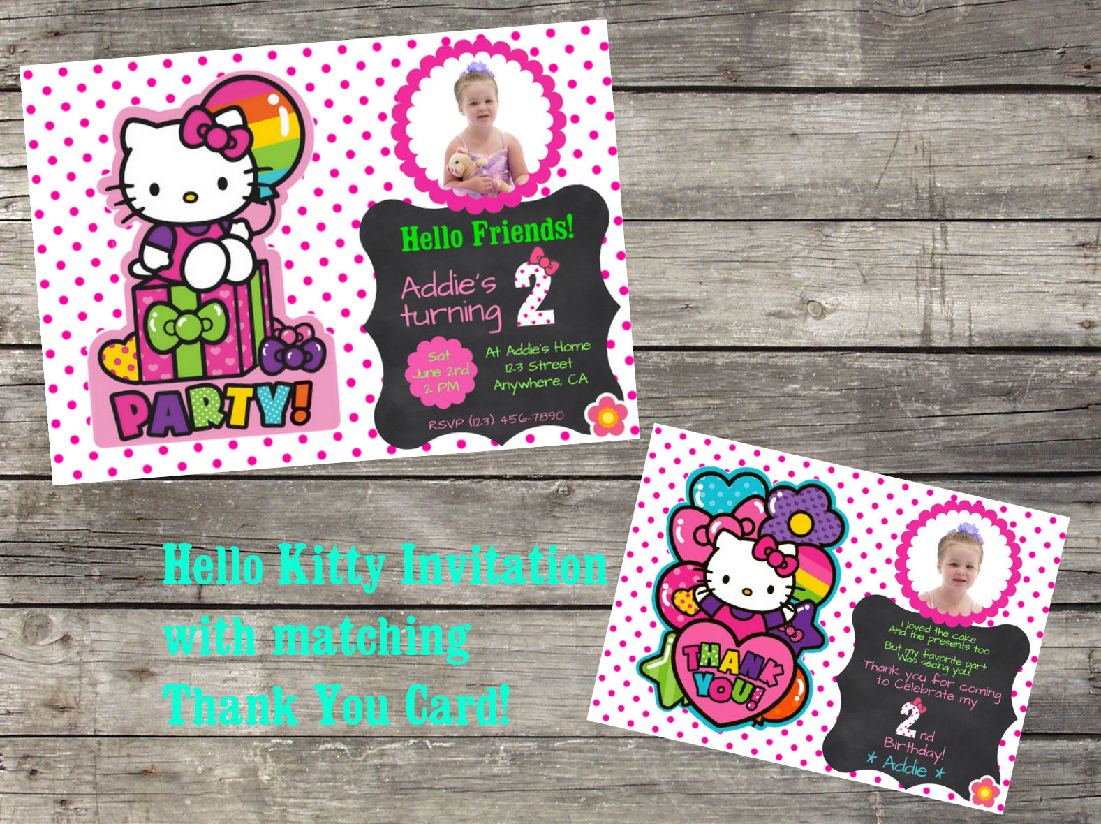 Personalized Hello Kitty Birthday Invitations
 Personalized Hello Kitty Birthday Invitation & Thank You
