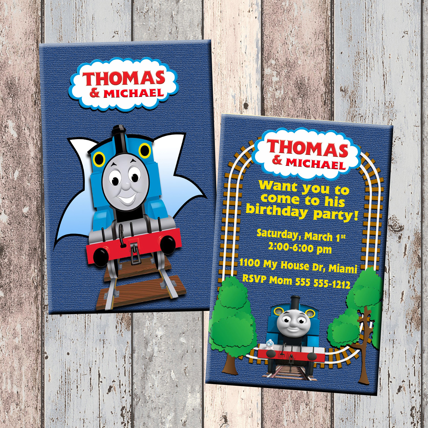Personalized Thomas The Train Birthday Invitations
 Thomas the Train Personalized Birthday Invitation 2 Sided