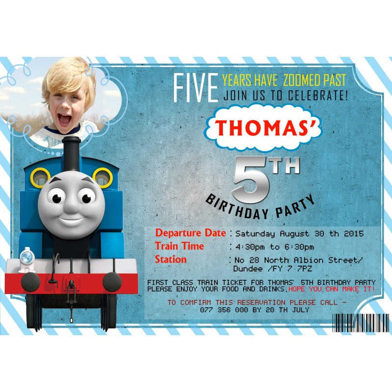 Personalized Thomas The Train Birthday Invitations
 PERSONALIZED THOMAS THE TRAIN ENGINE PARTY INVITATIONS