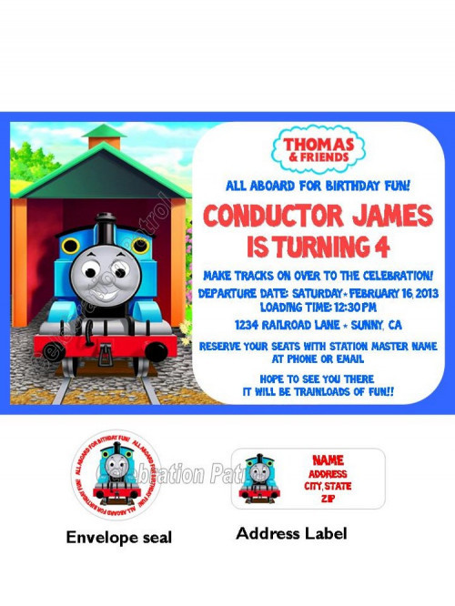 Personalized Thomas The Train Birthday Invitations
 Thomas the Train Birthday Invitations w address labels and