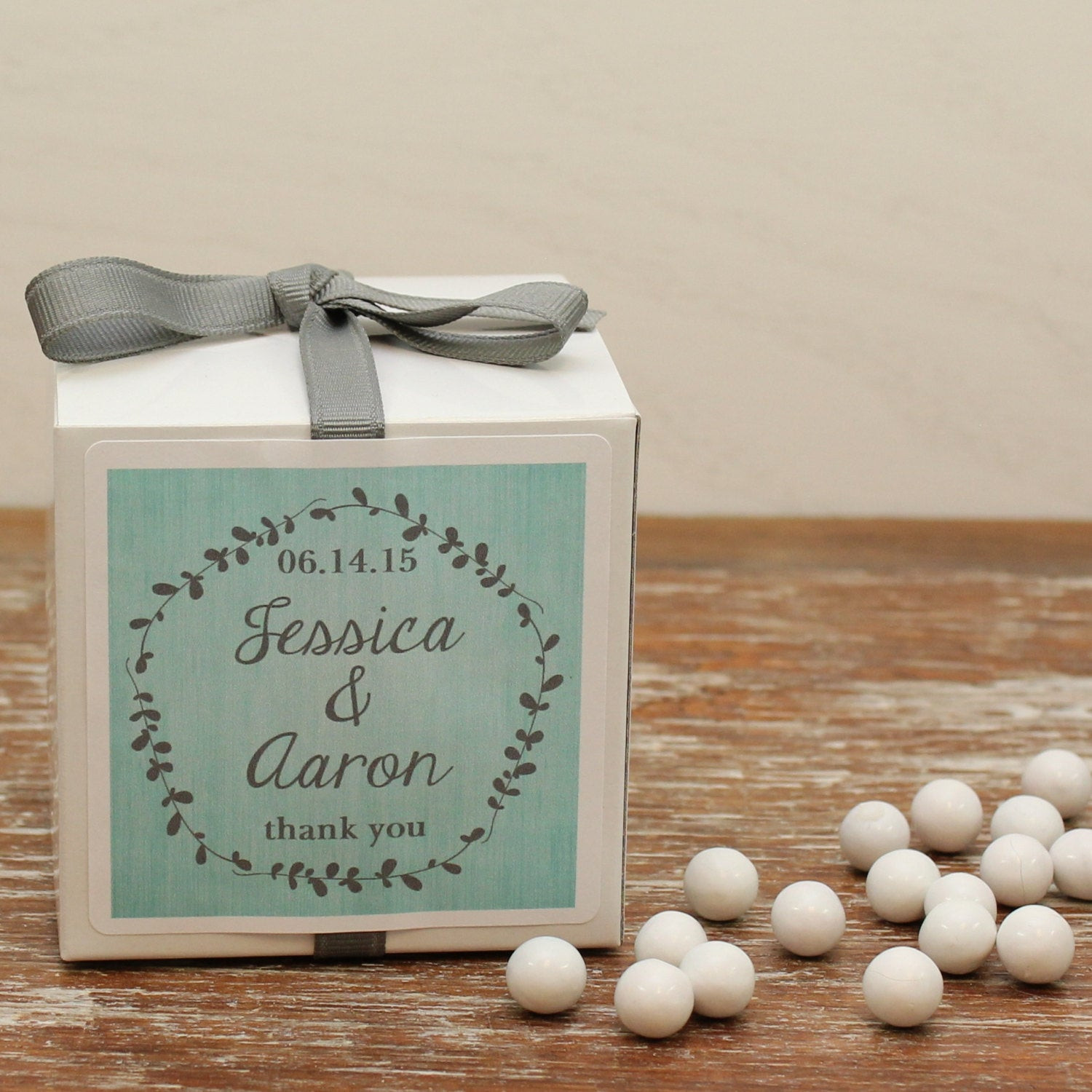 Personalized Wedding Favor Boxes
 12 Personalized Wedding Favor Boxes Laurel Label by