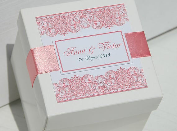 Personalized Wedding Favor Boxes
 20 Custom Wedding favor Boxes with satin ribbon by