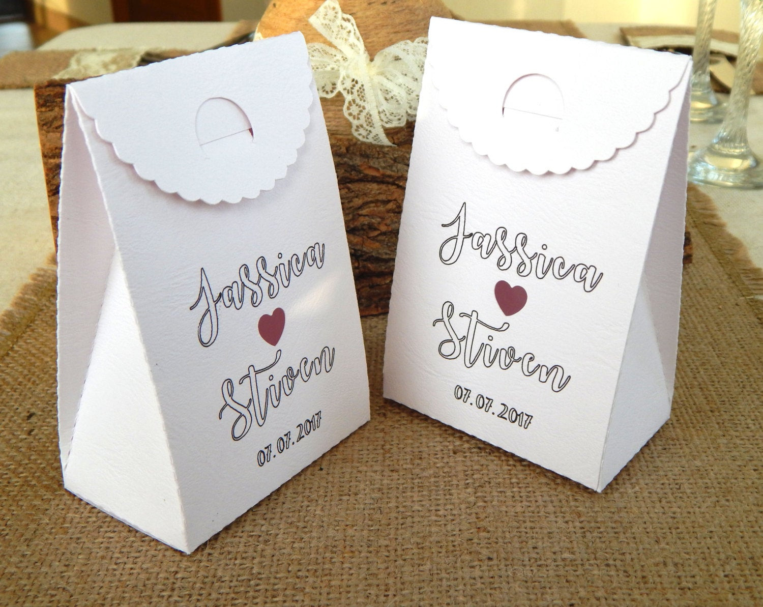 Personalized Wedding Favor Boxes
 Set of 10 pcs Personalized Wedding Favor Boxes Custom Favor