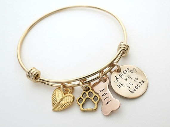 Pet Memorial Bracelet
 Personalized Gold Bracelet Dog Memorial Jewelry