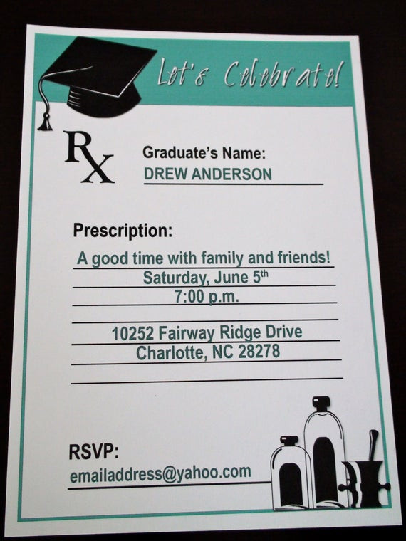Pharmacist Graduation Party Ideas
 Pharmacy Graduation Party Invitation
