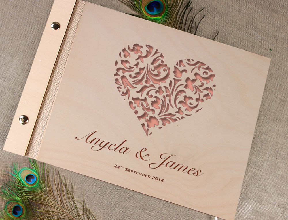 Photo Album Wedding Guest Book
 Wooden Wedding Guest Book Album Lace Heart with
