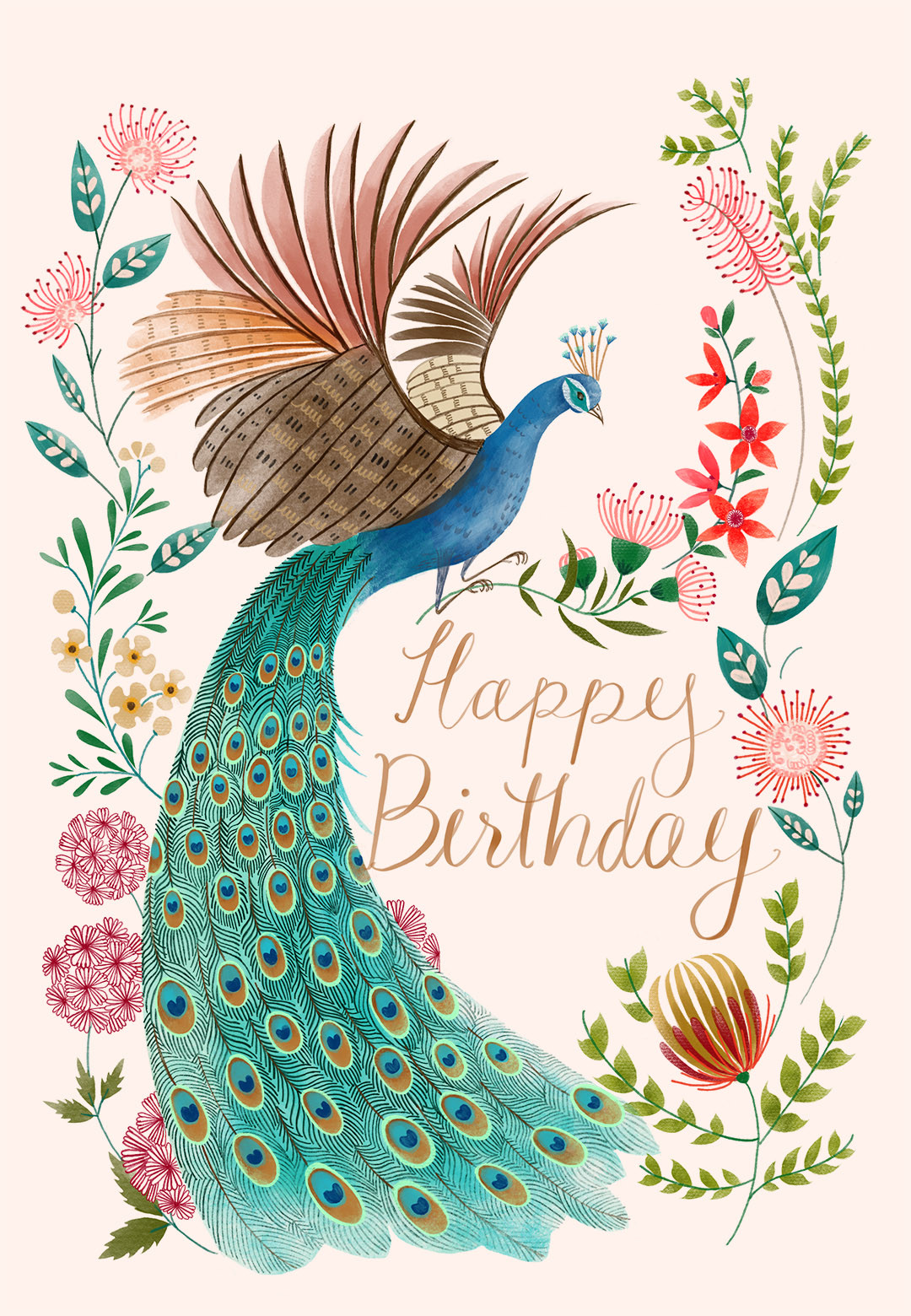 Pictures Of Birthday Cards
 Peacock & flowers Birthday Card free