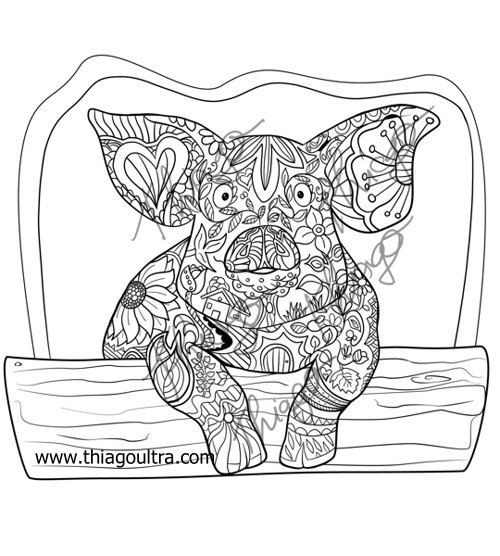Pig Coloring Pages For Adults
 501 best images about Animal Mandelas Zentangles etc to