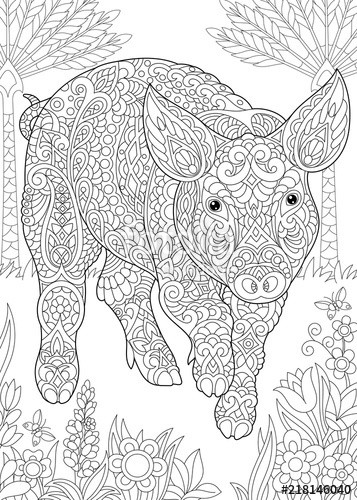 Pig Coloring Pages For Adults
 "Coloring Page Coloring Book Colouring picture with Pig