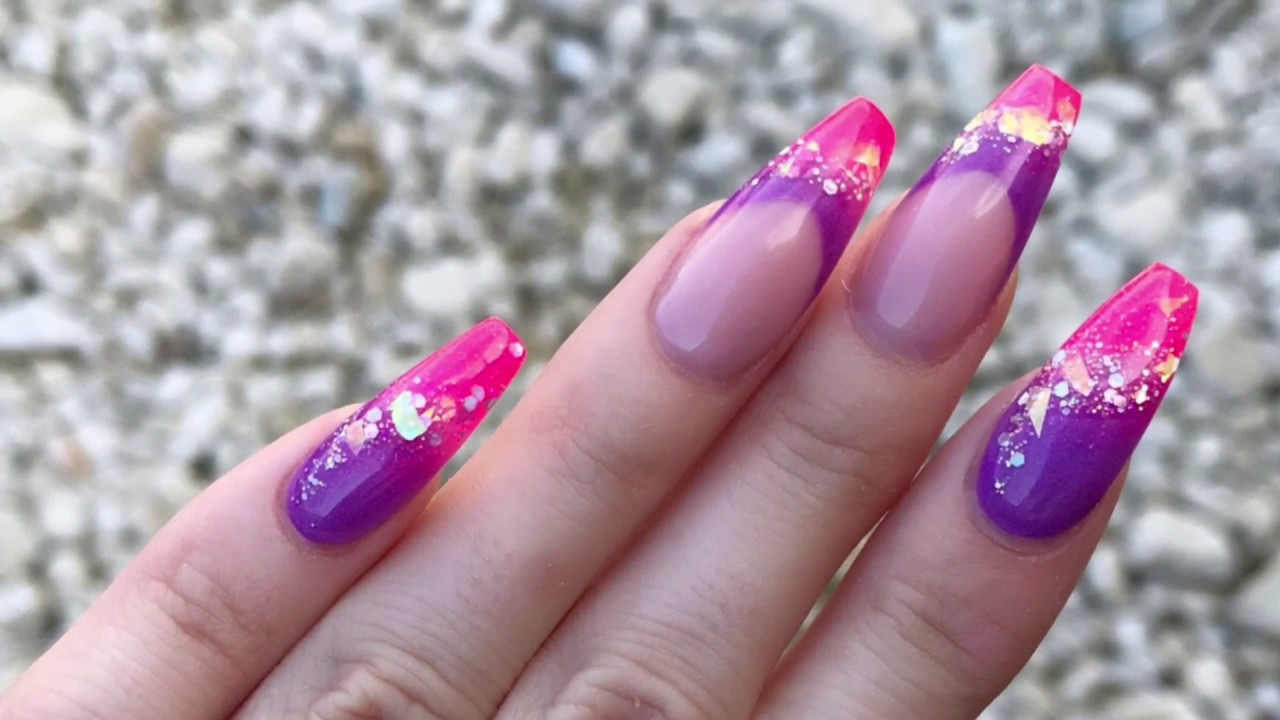 Pink Acrylic Nail Designs
 Pink and Purple Acrylic Nail Design Collab with