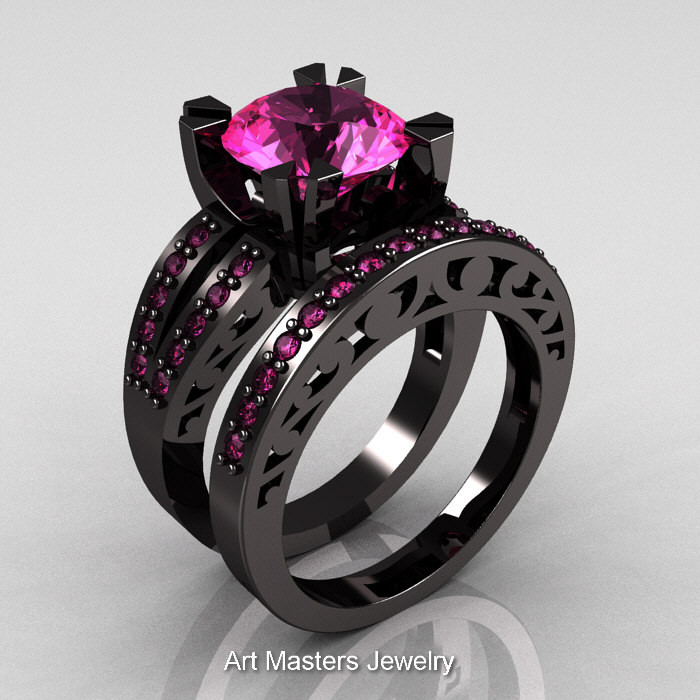 Pink And Black Wedding Ring Sets
 ClassicEngagementRing Blog Modern Vintage 14K Black