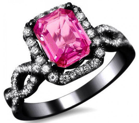 Pink And Black Wedding Rings
 Black and Pink Engagement Rings for Women Wedding and