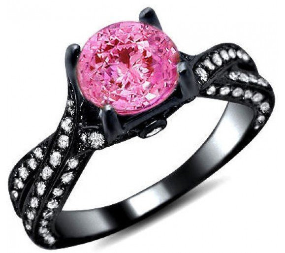Pink And Black Wedding Rings
 Pink and Black Engagement Rings Wedding and Bridal