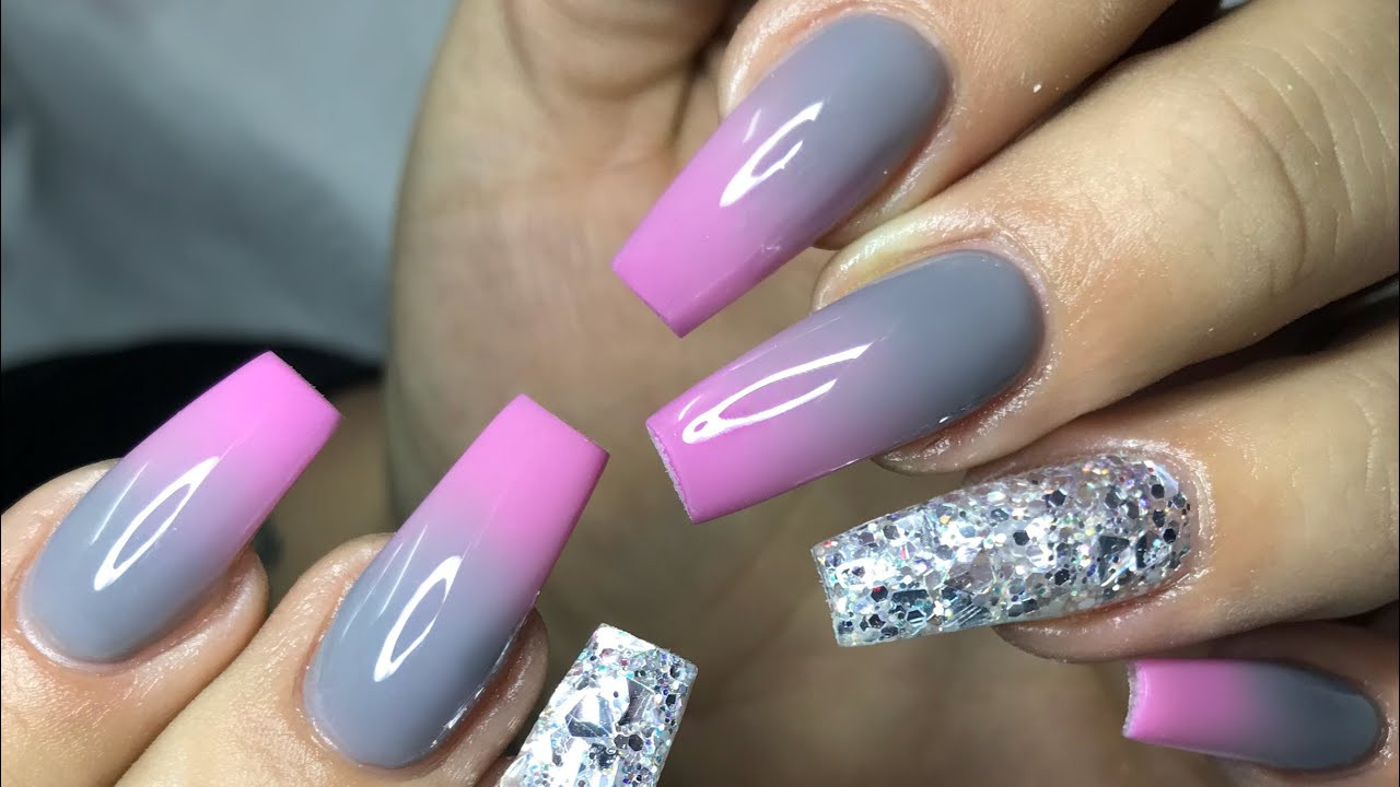 Pink And Gray Nail Designs
 GORGEOUS PINK & GREY OMBRÉ