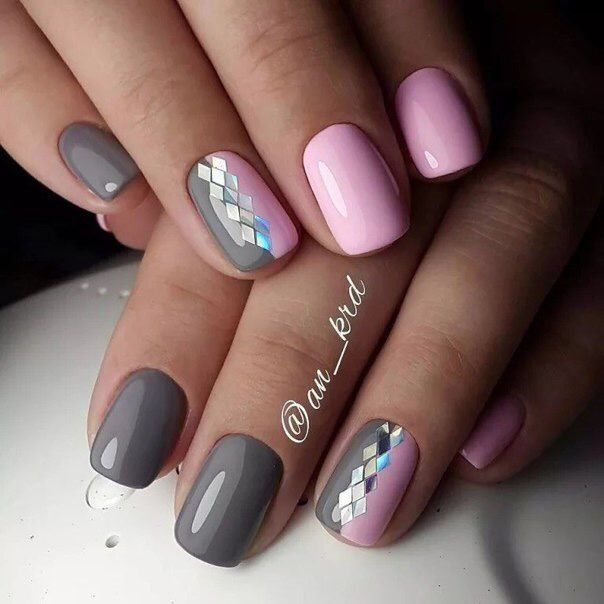 Pink And Gray Nail Designs
 Gray and pink nails