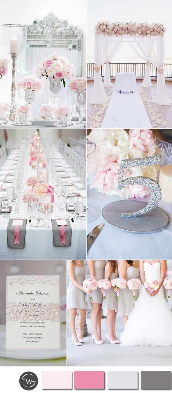 Pink And Grey Wedding Colors
 Six Beautiful Pink and Grey Wedding Color bos with