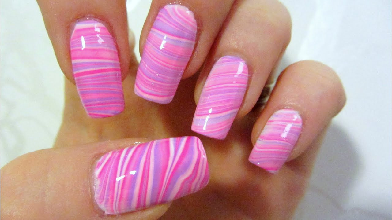 Pink And Purple Nail Designs
 Pink and Purple Water Marble Design Nail Art Tutorial