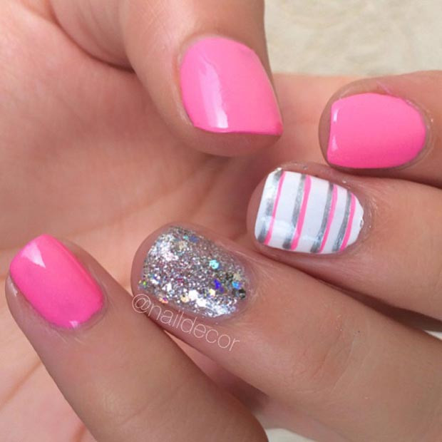 Pink And Silver Nail Designs
 80 Nail Designs for Short Nails