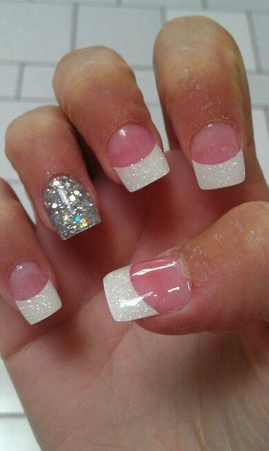 Pink And White Glitter Acrylic Nails
 Pink and white acrylic nails
