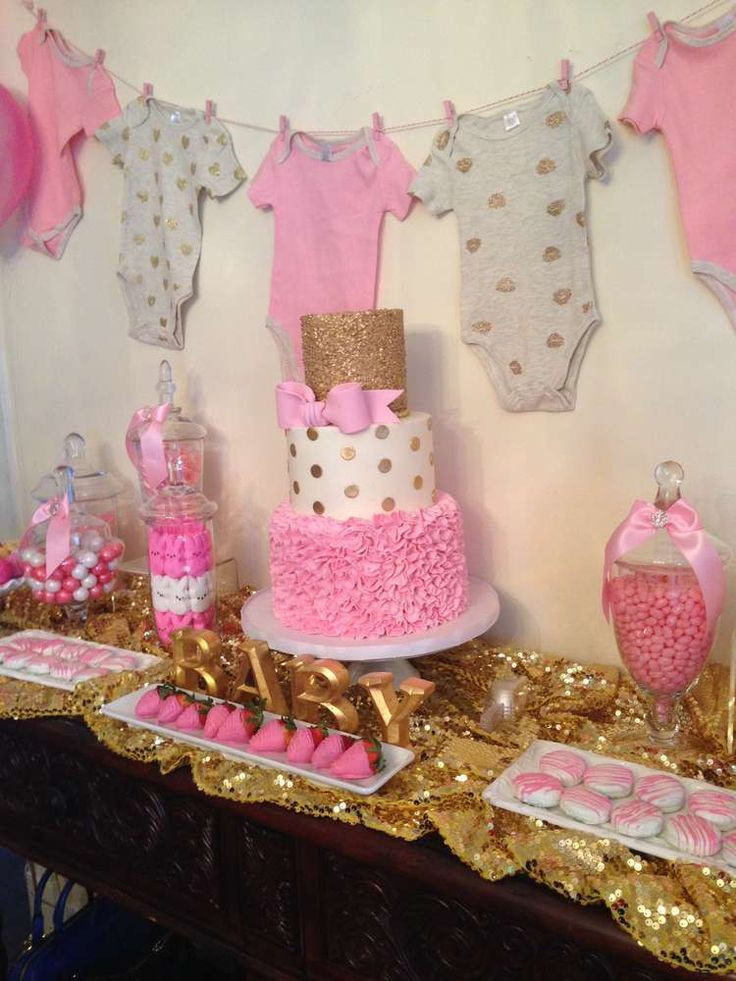 Pink Baby Shower Decoration Ideas
 Pink and gold Baby Shower Party Ideas
