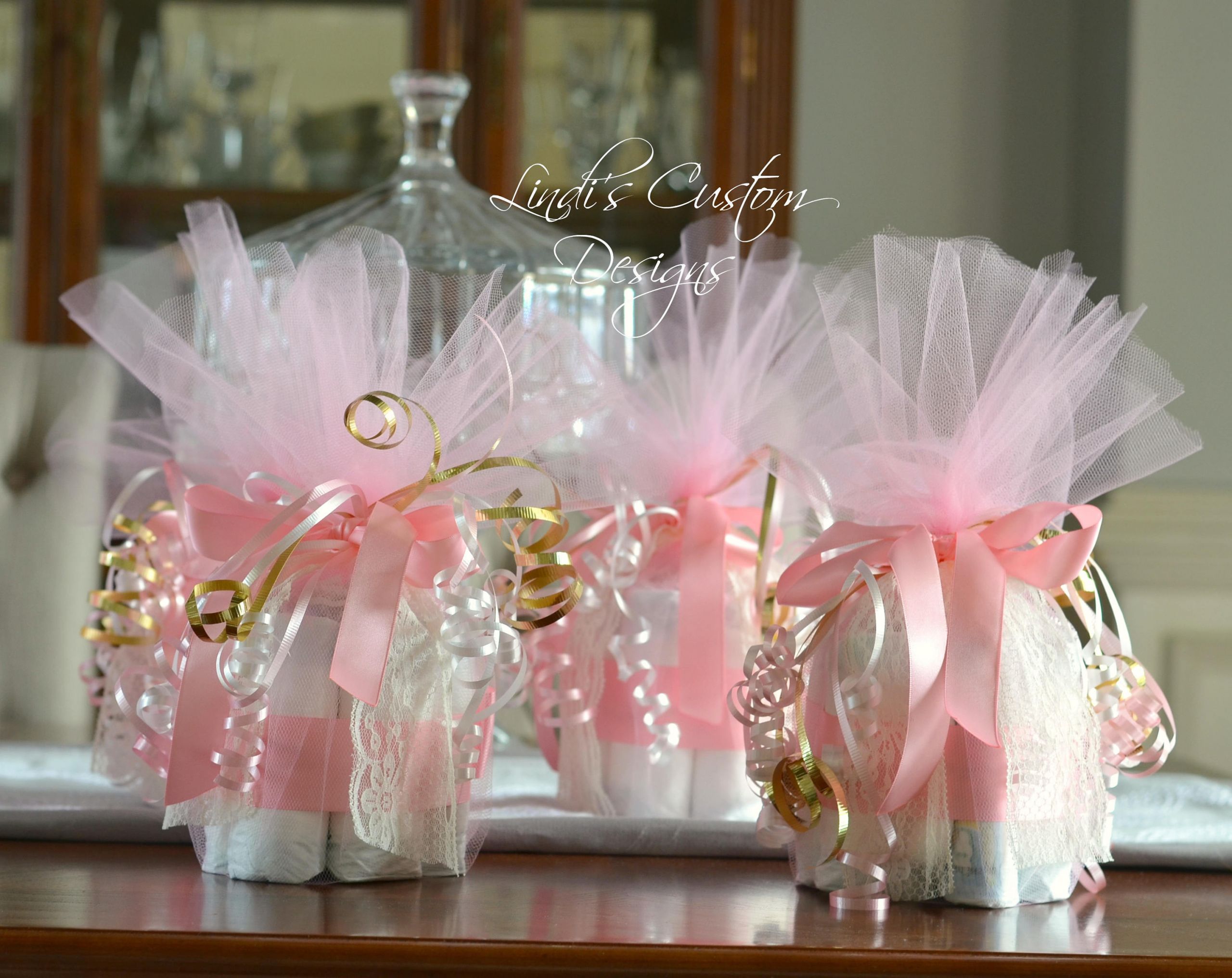 Pink Baby Shower Decoration Ideas
 Pink Gold Mini Diaper Cupcake Table Centerpieces Unique Baby