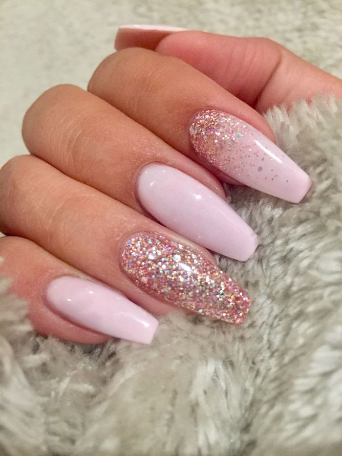Pink Coffin Nails With Glitter
 1001 Ideas for Coffin Shaped Nails to Rock This Summer