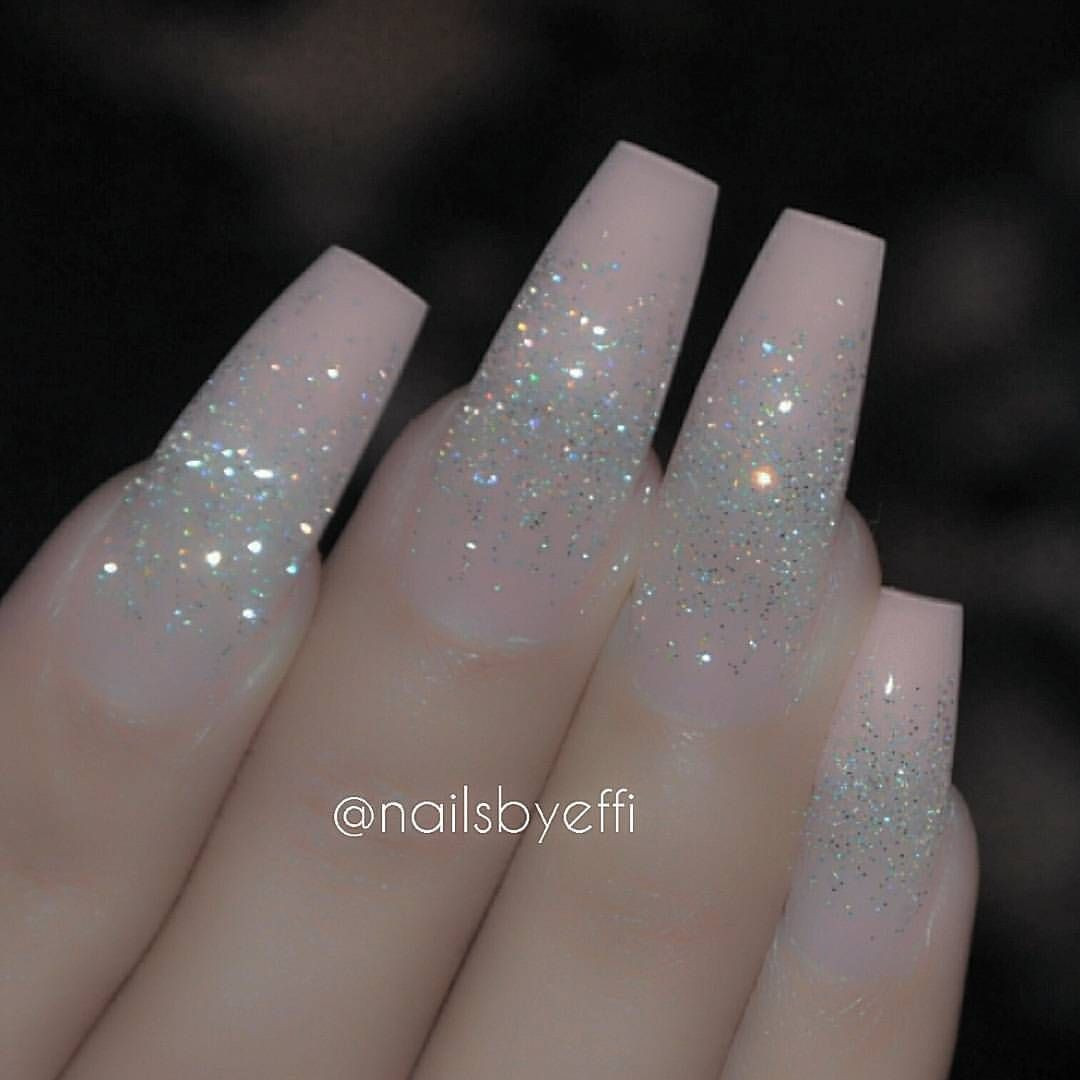 Pink Coffin Nails With Glitter
 Oh Yess Pink Glitter Coffin Nails Nailed It Ombre Tip