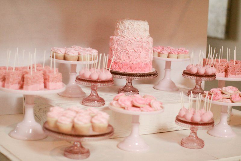 Pink Desserts For Baby Shower
 Bake Shop Baby Shower Dessert Table