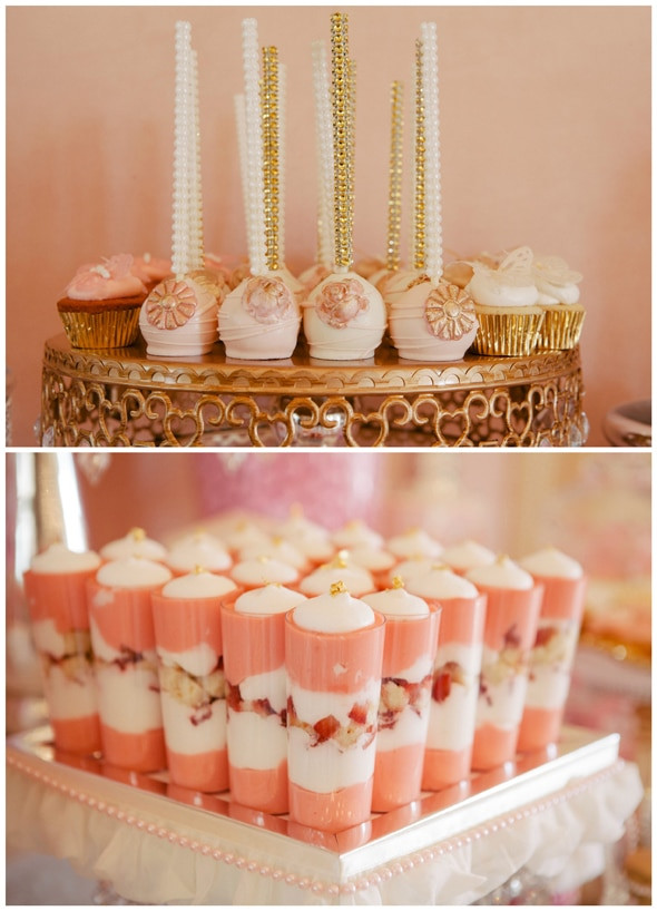Pink Desserts For Baby Shower
 Whimsical Pink and Gold Baby Shower Pretty My Party