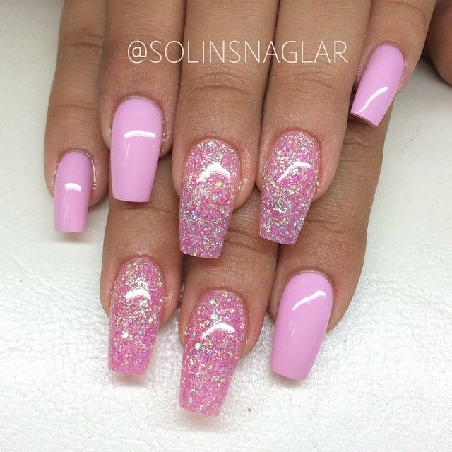 Pink Glitter Acrylic Nails
 The 25 best Pink glitter nails ideas on Pinterest