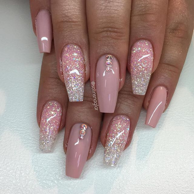 Pink Glitter Acrylic Nails
 Pin by Tina Rease on Nails in 2019