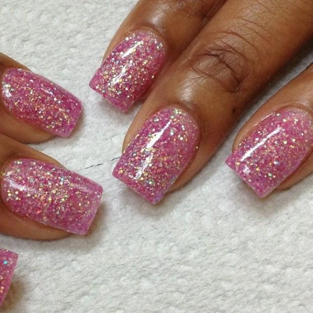 Pink Glitter Acrylic Nails
 Wedding Nail Designs Pink Glitter Acrylic Over Entire
