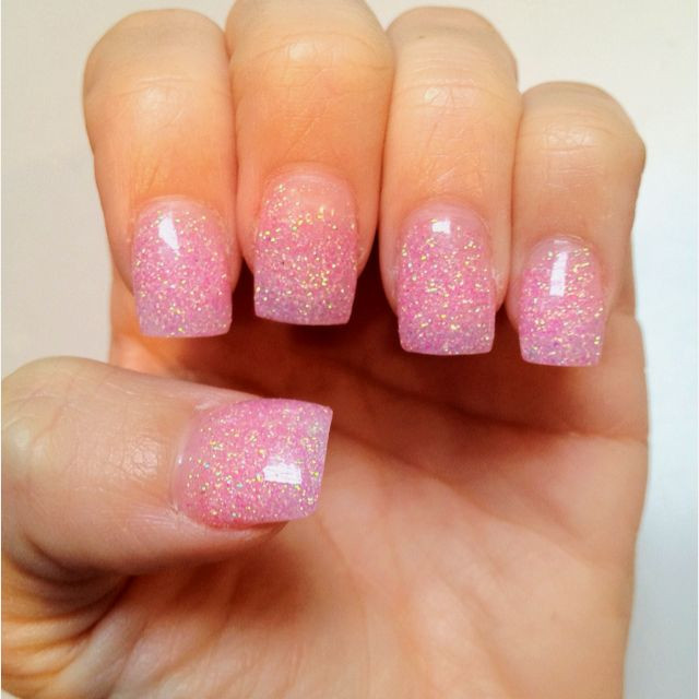 Pink Glitter Acrylic Nails
 Pink Glitter Nails Mani Pedi Pinterest