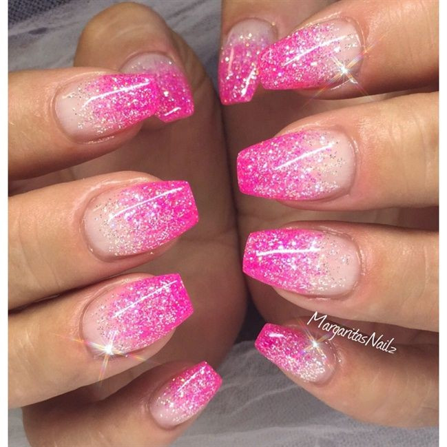 Pink Glitter Nails Acrylic
 Pink Glitter Nail Art Gallery nail art