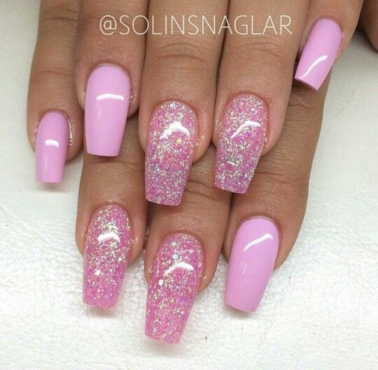 Pink Glitter Nails Acrylic
 Pinterest NewWaves Nails in 2019