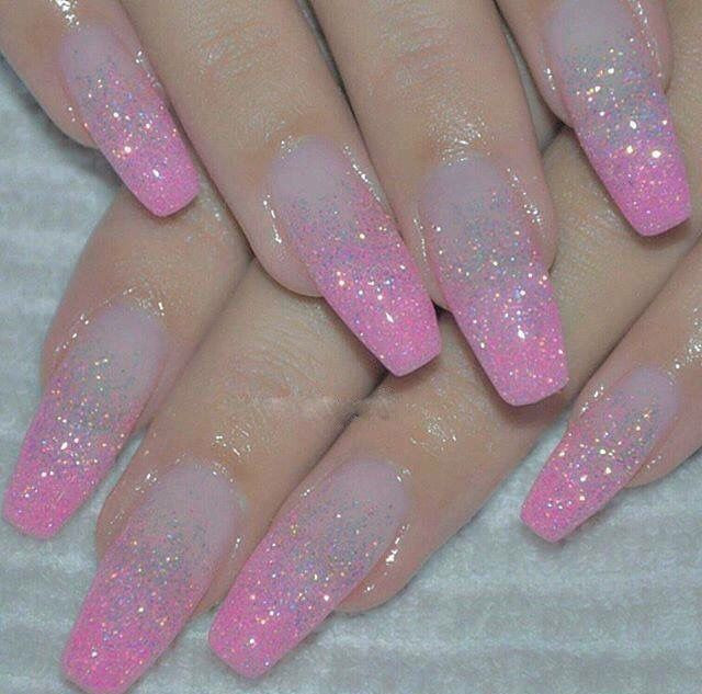 Pink Glitter Nails
 Pink Ombré Glitter Nails