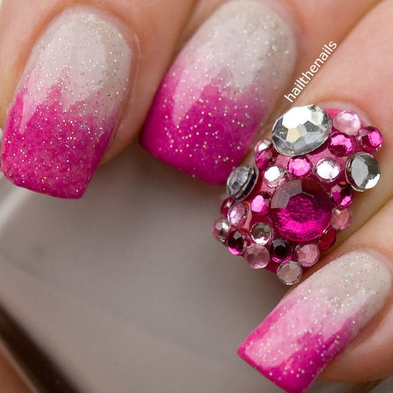 Pink Nail Designs With Rhinestones
 Pink Crystal Studs Nail Art This seasons must by Hailthenails