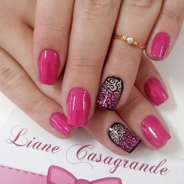 Pink Nail Ideas
 50 Beautiful Pink and Black Nail Designs 2017