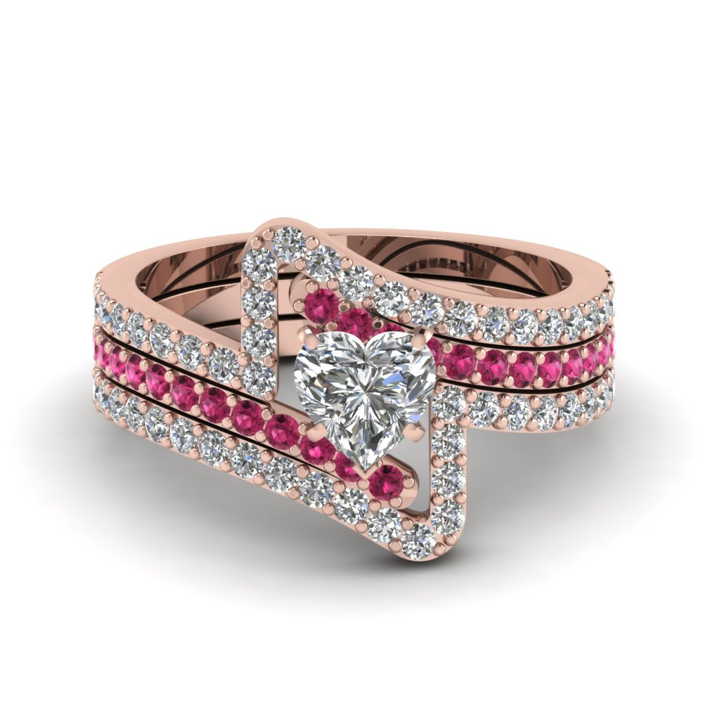 Pink Wedding Ring Set
 Engagement Rings – Bridal & Trio Wedding Ring Sets