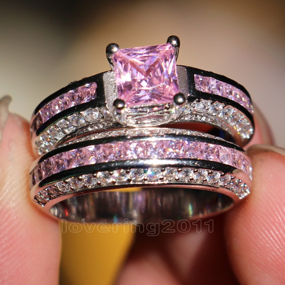 Pink Wedding Ring Set
 Aliexpress Buy Choucong Princess Cut Luxury Jewelry