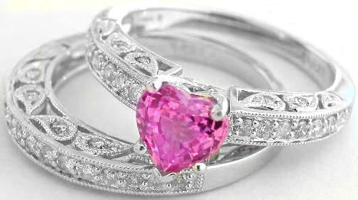 Pink Wedding Ring Set
 pink wedding ring sets images