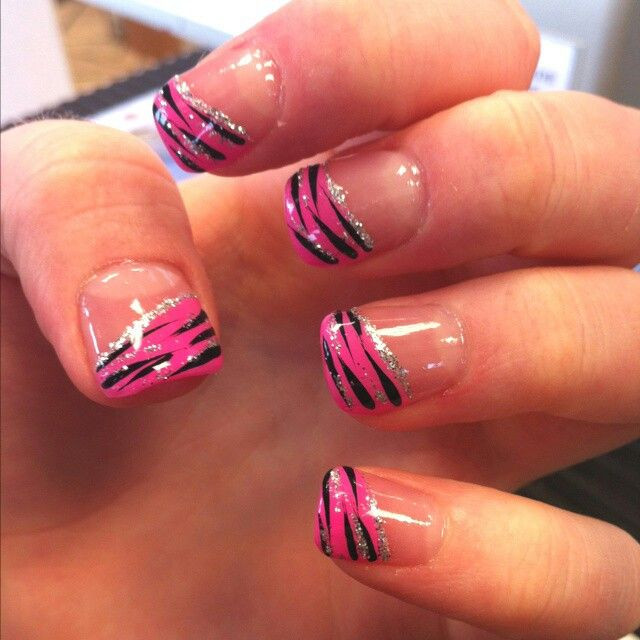 Pink Zebra Nail Designs
 Hot pink zebra nails Nails