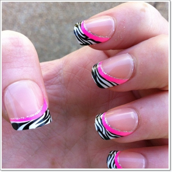 Pink Zebra Nail Designs
 25 Zebra Print Nails Design Ideas