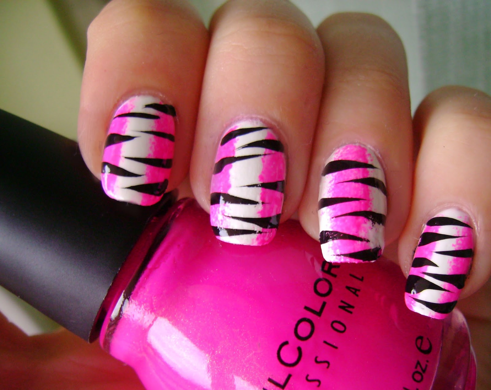 Pink Zebra Nail Designs
 acrylic nail art designs Go Pink Wednesday Pink zebra nails