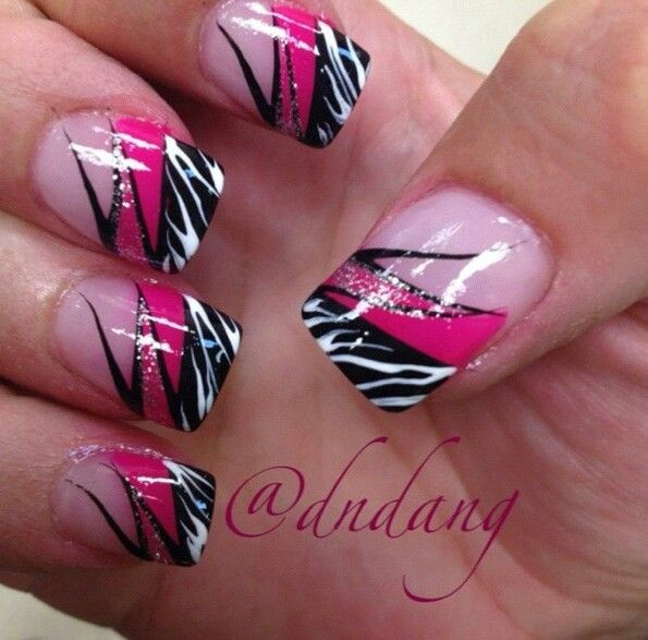 Pink Zebra Nail Designs
 Pink zebra nails Nails