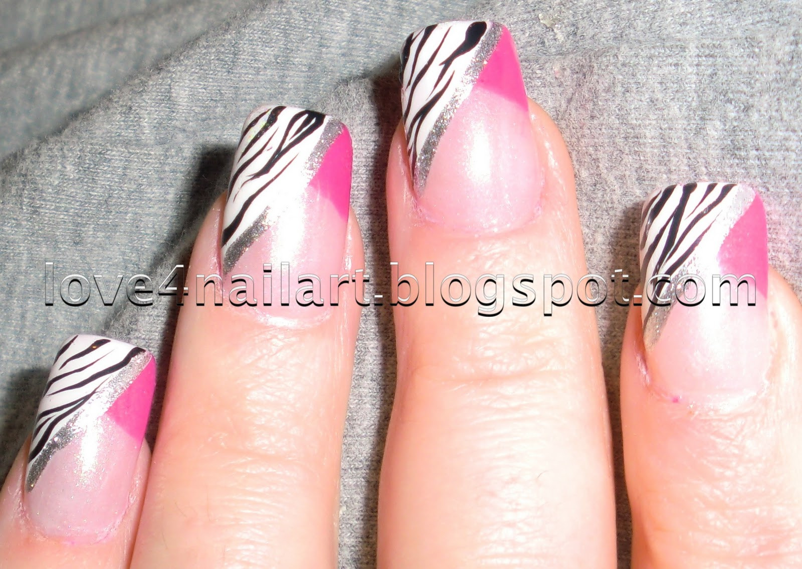 Pink Zebra Nail Designs
 Love4NailArt Hot Pink & Zebra Nails