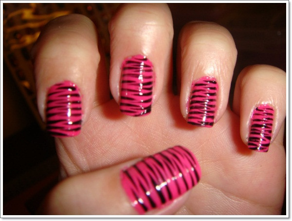 Pink Zebra Nail Designs
 25 Zebra Print Nails Design Ideas