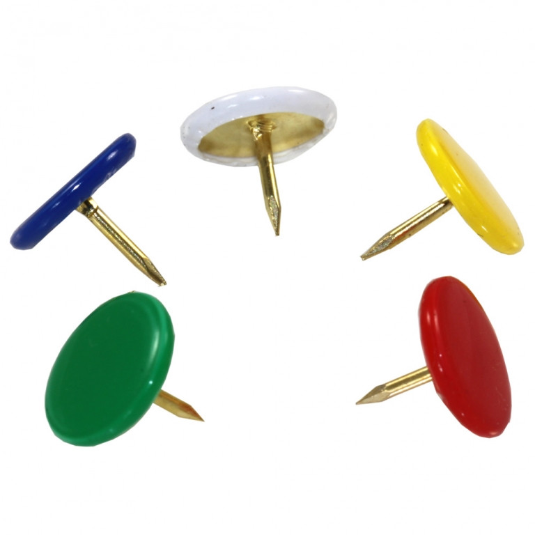 Pins Drawing
 Drawing Pins Assorted Colours Head Pack 120